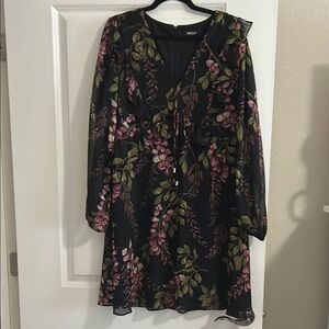 Black Floral Long Sleeve Dress